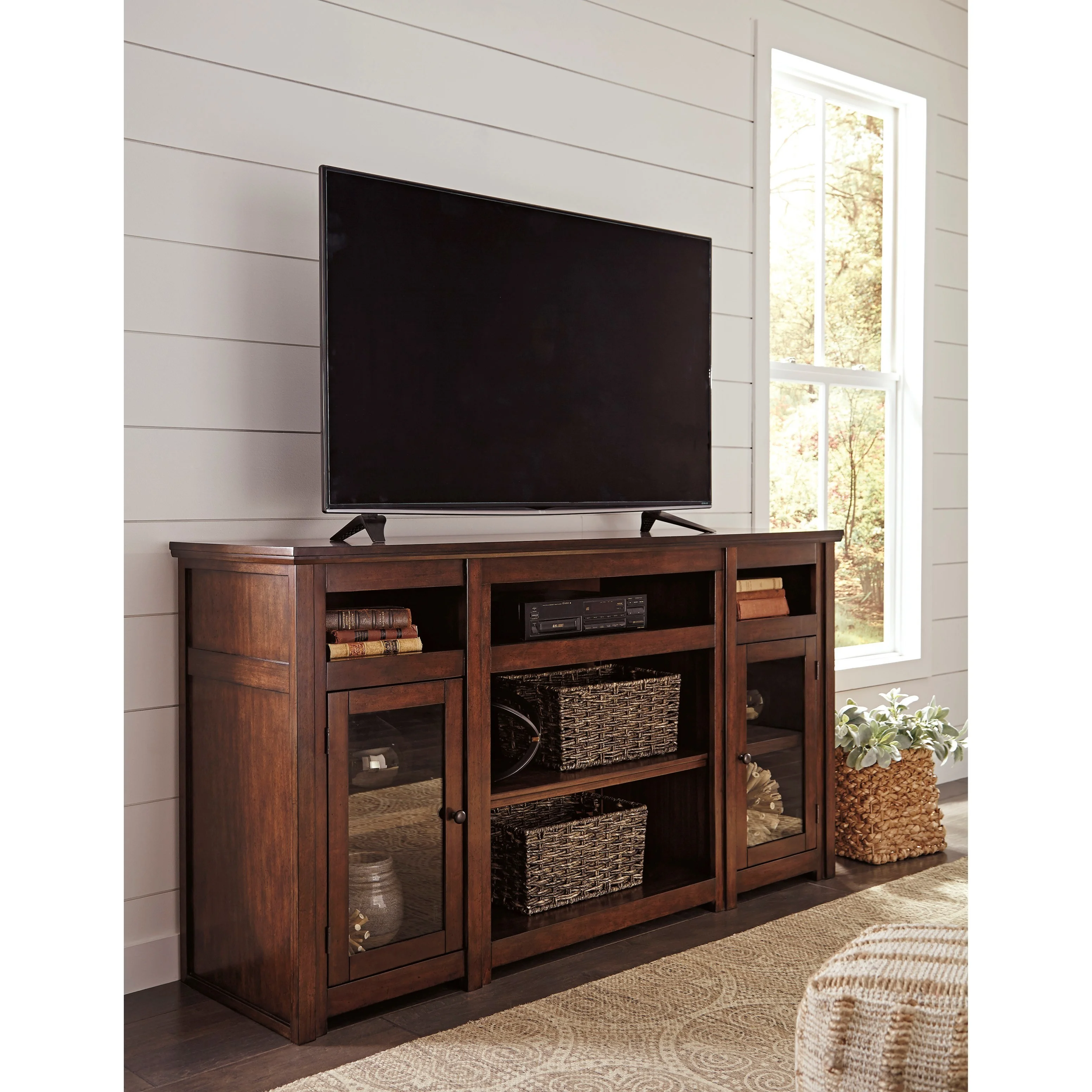 Signature Design by Ashley Harpan Mango Veneer Extra Large TV Stand